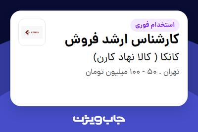  استخدام کارشناس ارشد فروش در کانکا ( کالا نهاد کارن)
