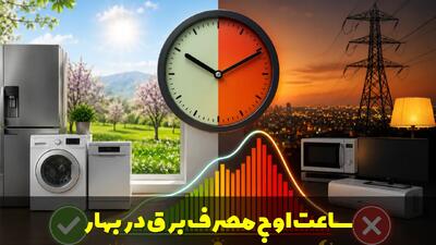  ساعت اوج مصرف برق در بهار ۱۴۰۵ + بهترین زمان استفاده از وسایل برقی